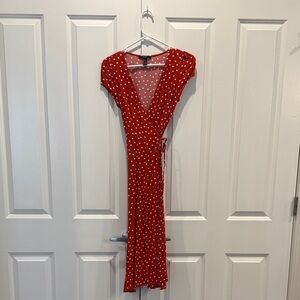 Forever 21 Red and White Polka Dot Midi Dress